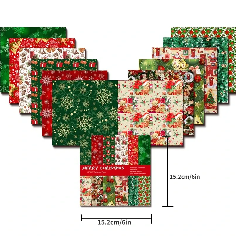 Christmas Paper Pad Assorted Pattern Decoupage Paper Vintage Scrapbooking