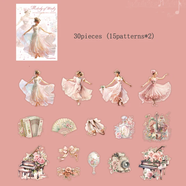 30 Pcs/Pack Beautiful Ballet Dancer Theme PET Stickers-JournalTale