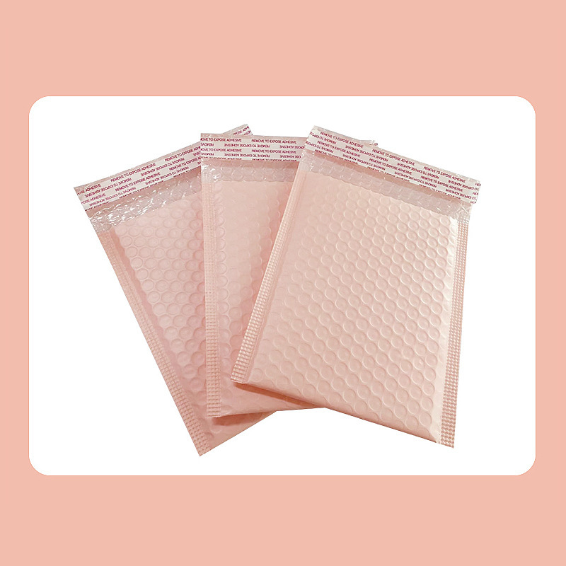 Multi-size pink bubble bags suitable for packaging and express delivery