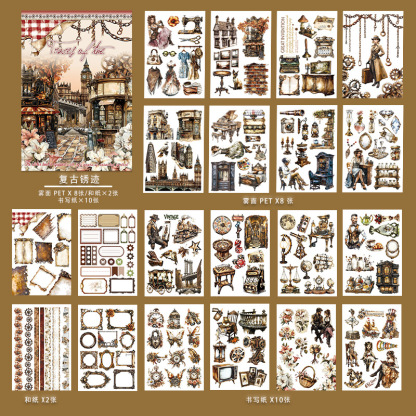 20Sheet/Book Pre-cut Easter Scenery European and American Characters PET Washi Sticker Book