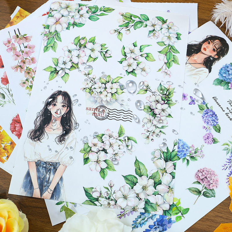 20Sheet/Book Floral Theme PET Washi Sticker Book