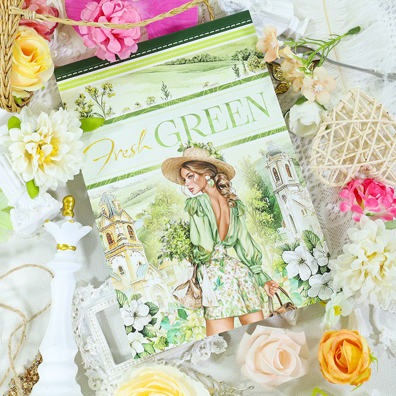 20Sheet/Book Green Theme PET Washi Sticker Book