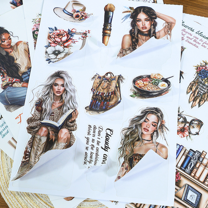 20Sheet/Book Exotic Girl Theme PET Washi Sticker Book