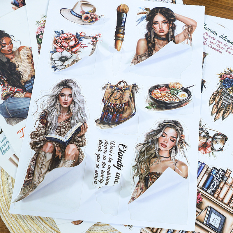 20Sheet/Book Exotic Girl Theme PET Washi Sticker Book