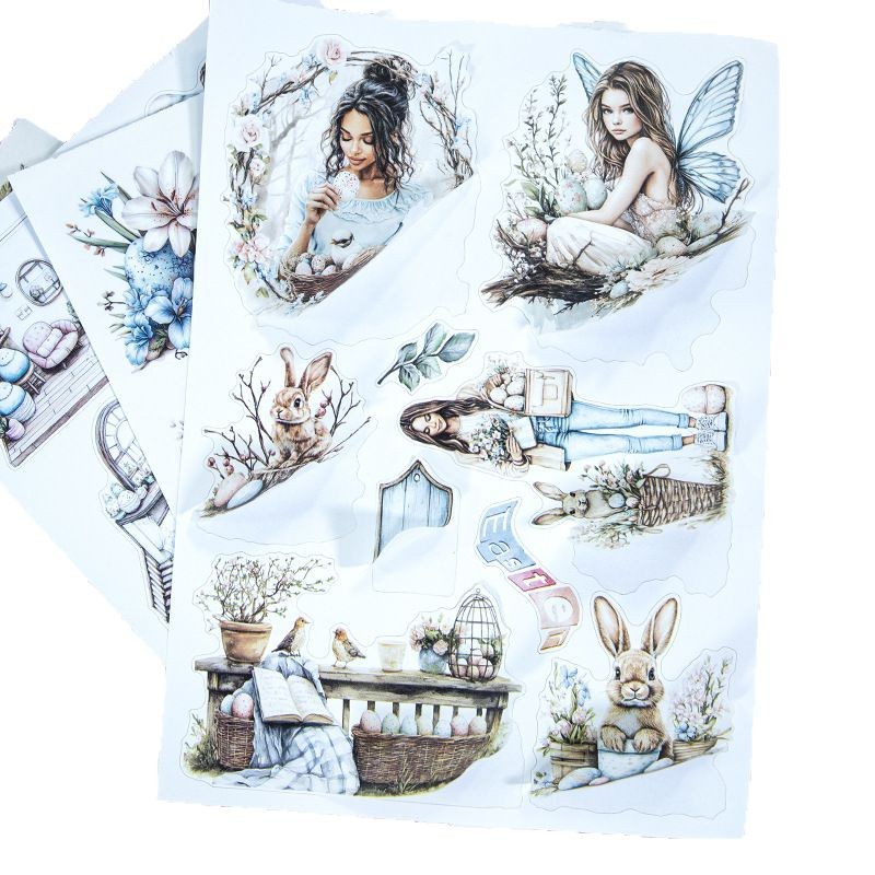 20Sheet/Book Pre-cut Easter Scenery European and American Characters PET Washi Sticker Book