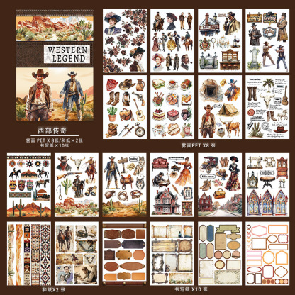 20Sheet/Pack Pre-cut Christmas scenery retro cowboy multiple themes PET Washi Sticker Book