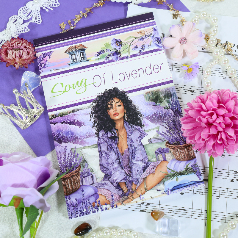 20Sheet/Book Purple Garden Girl Theme PET Washi Sticker Book