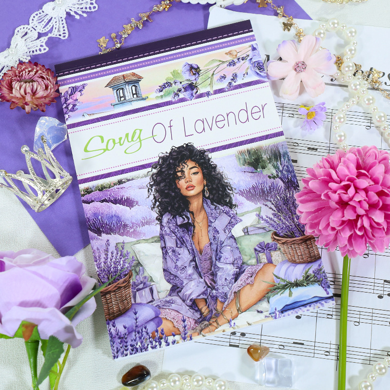 20Sheet/Book Purple Garden Girl Theme PET Washi Sticker Book