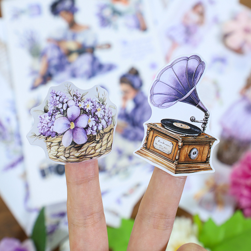 20Sheet/Book Purple Garden Girl Theme PET Washi Sticker Book