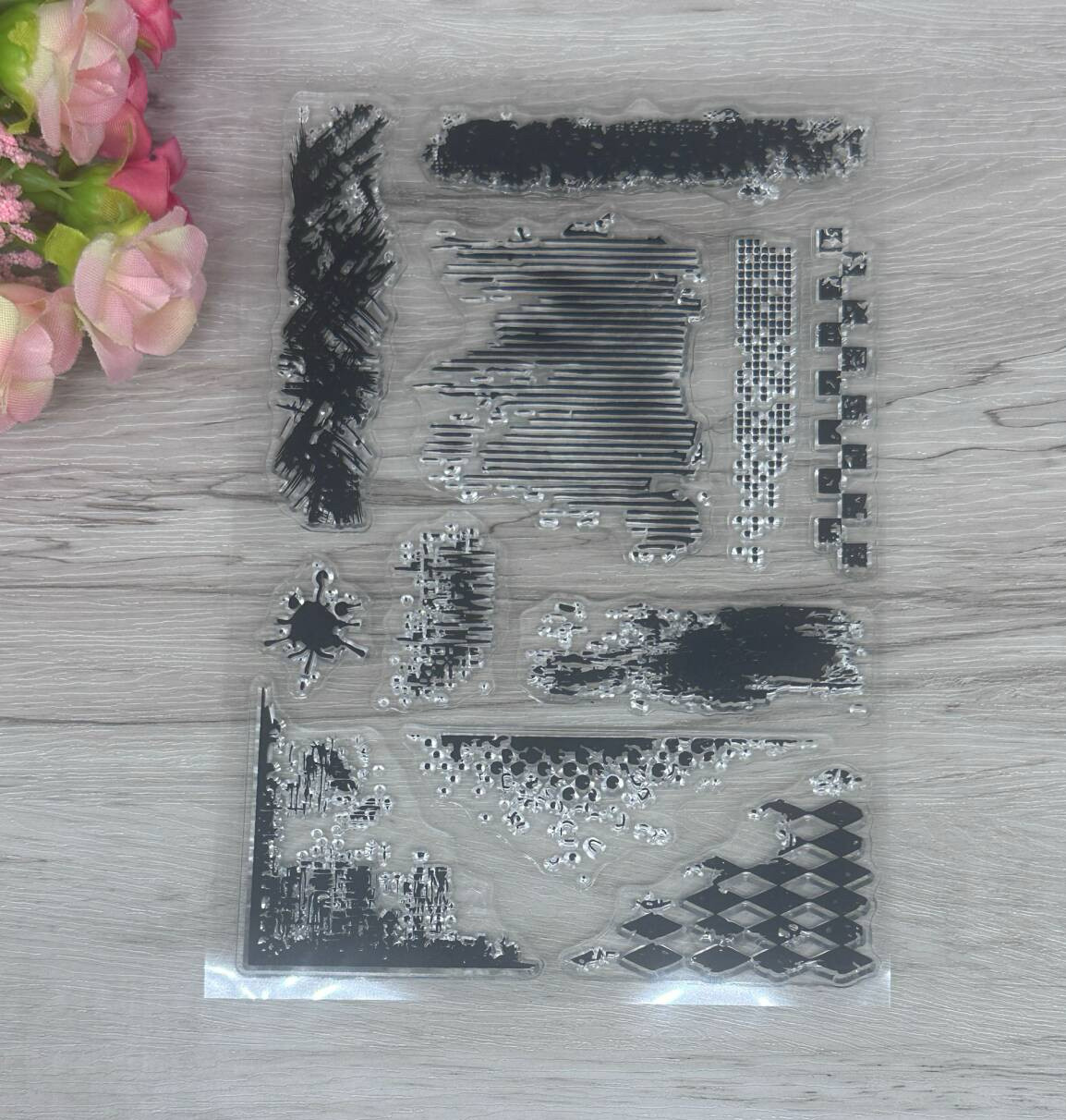 Vintage Stained/blotchy Effect Clear Stamp