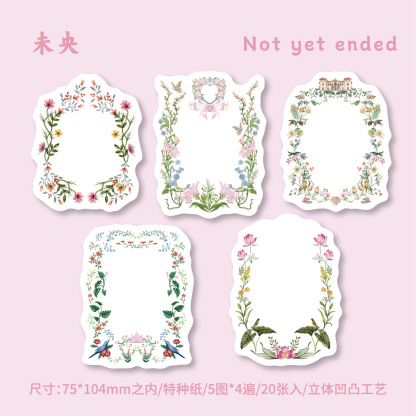 20Pcs/Pack Embossed Flowers Frame Notepad