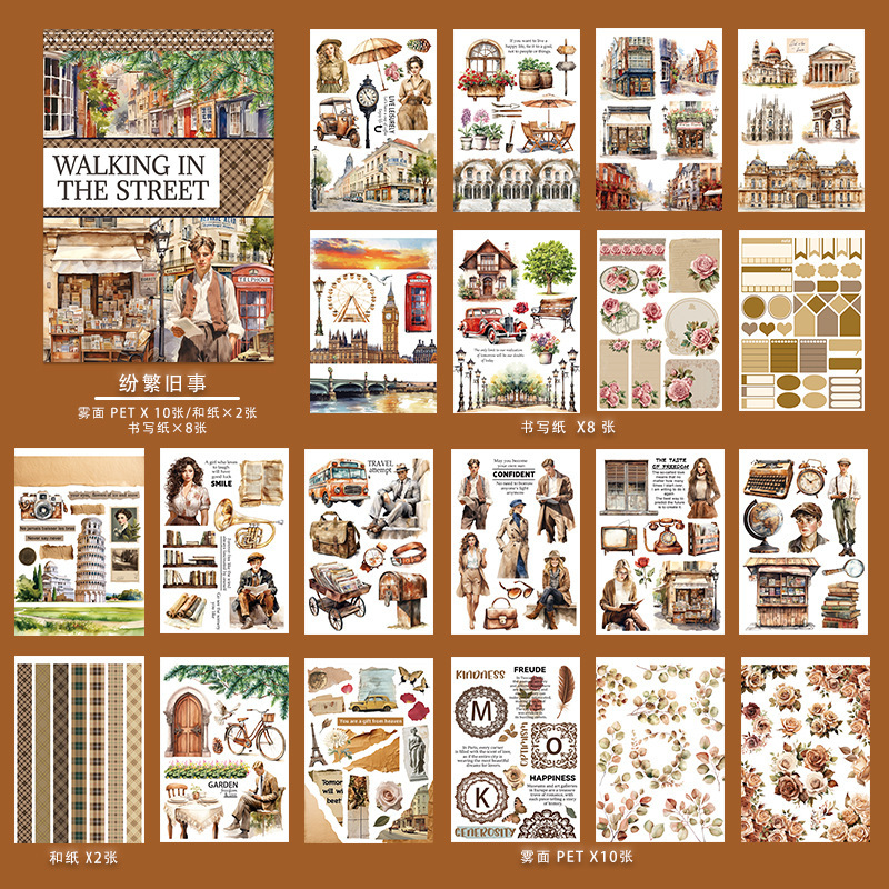 20Sheet/Book Pre-cut Easter Scenery European and American Characters PET Washi Sticker Book