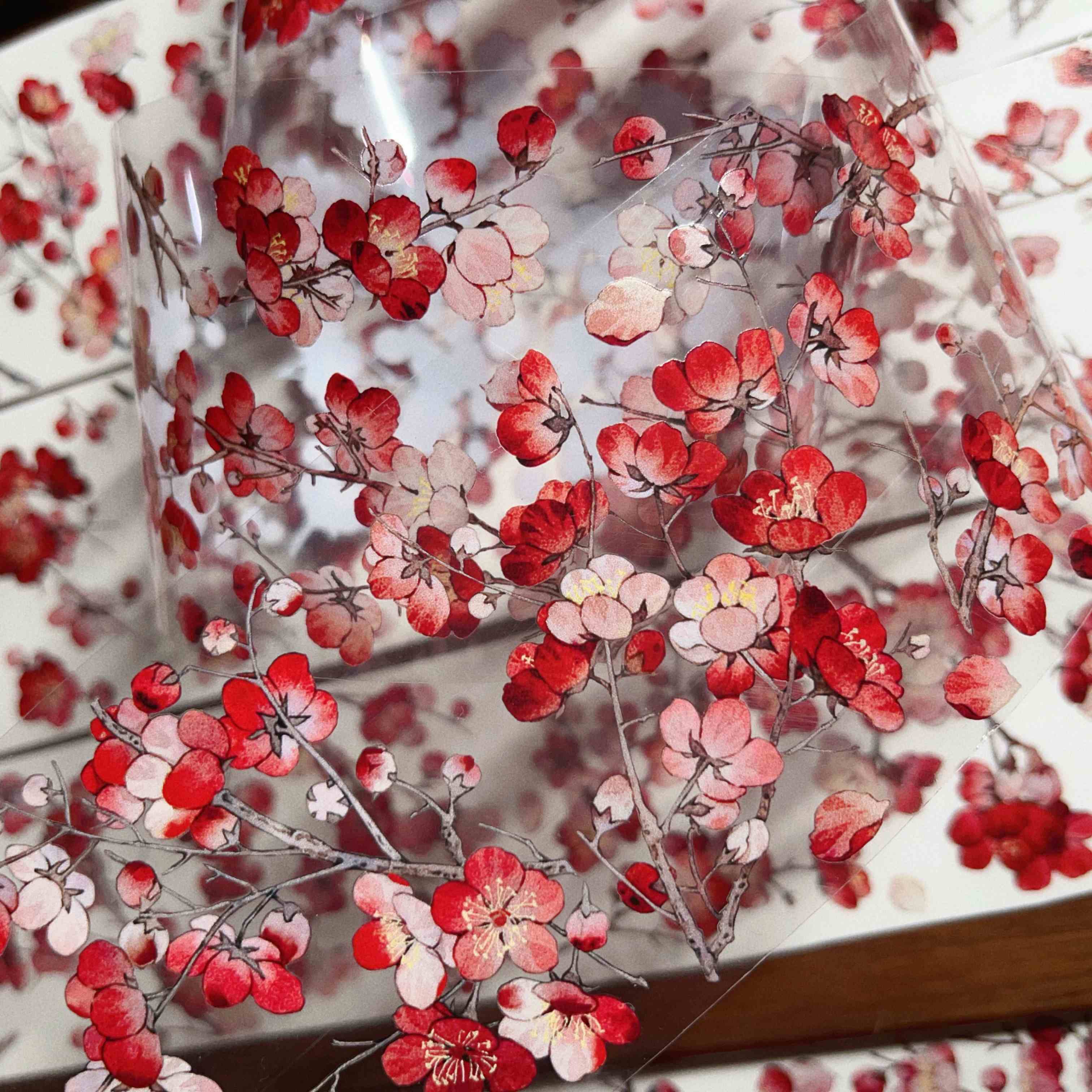 YIER Studio Red plum blossom theme PET Washi tape 70mm*600cm