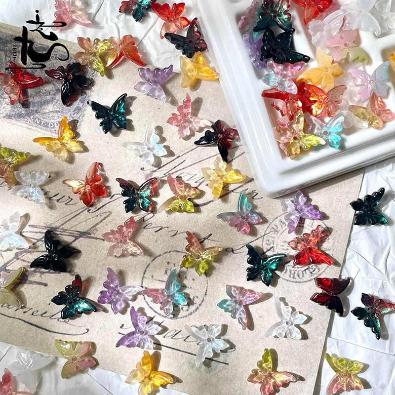 20 Pieces 12x14mm 3D Glass Butterfly Journaling Deco