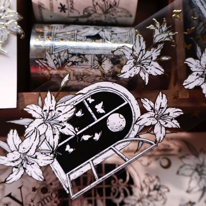 YIER Studio Lily Flower Window Washi PET Tape 2.36*196.85 inch