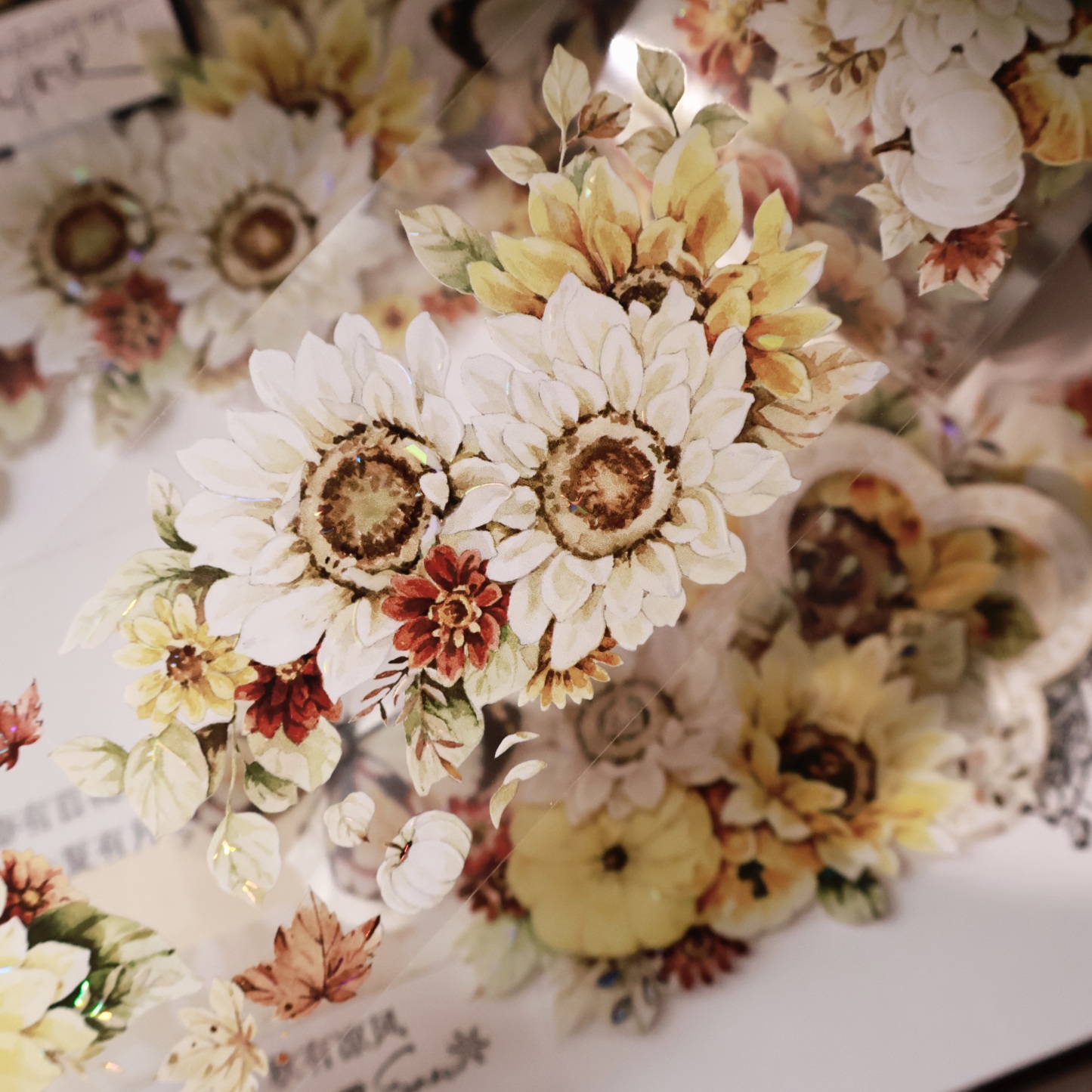 YIER Studio Sunflower flower Washi PET Tape 2.17*196.85 inch