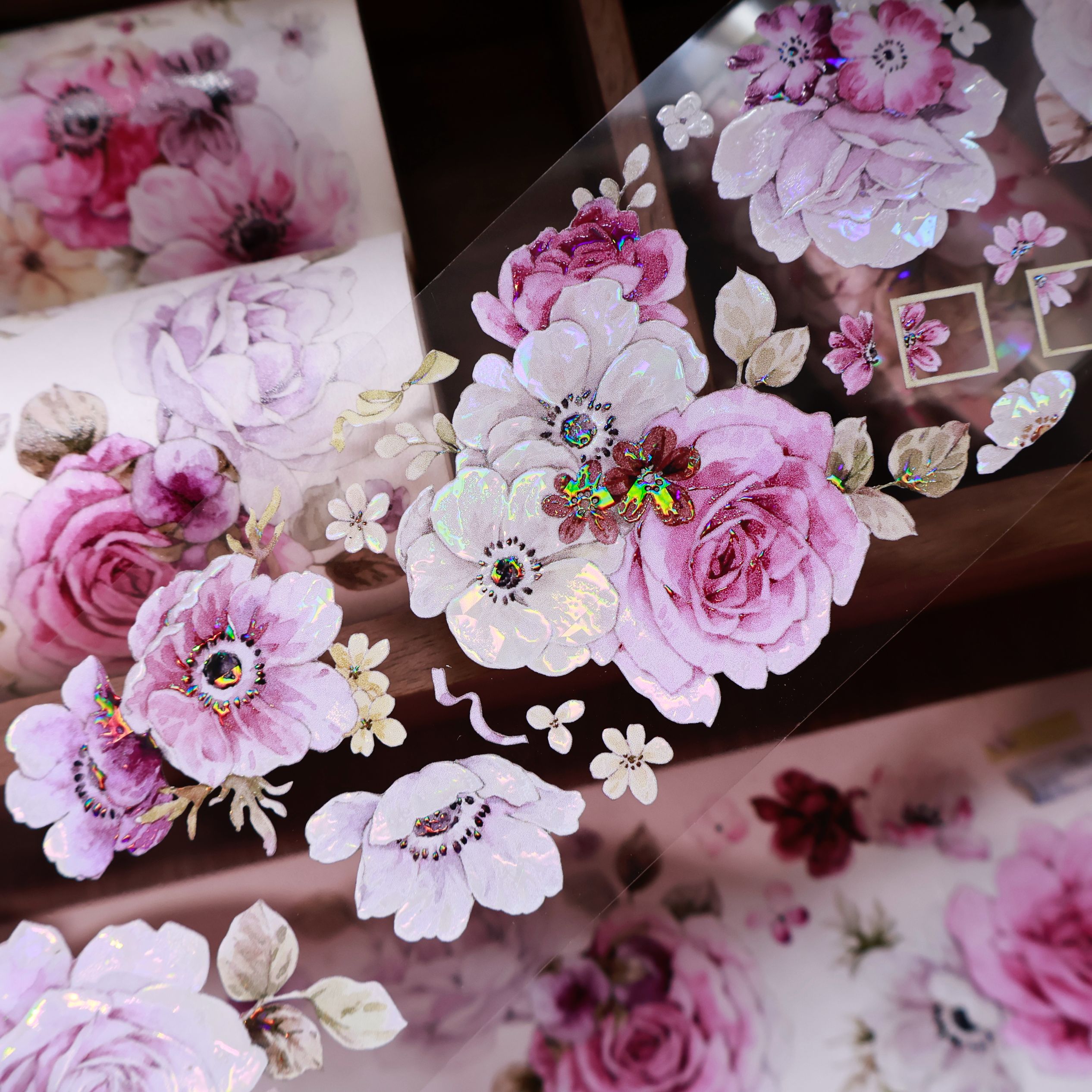 YIER Studio Purple Rose Washi PET Tape 2.17*196.85 inch