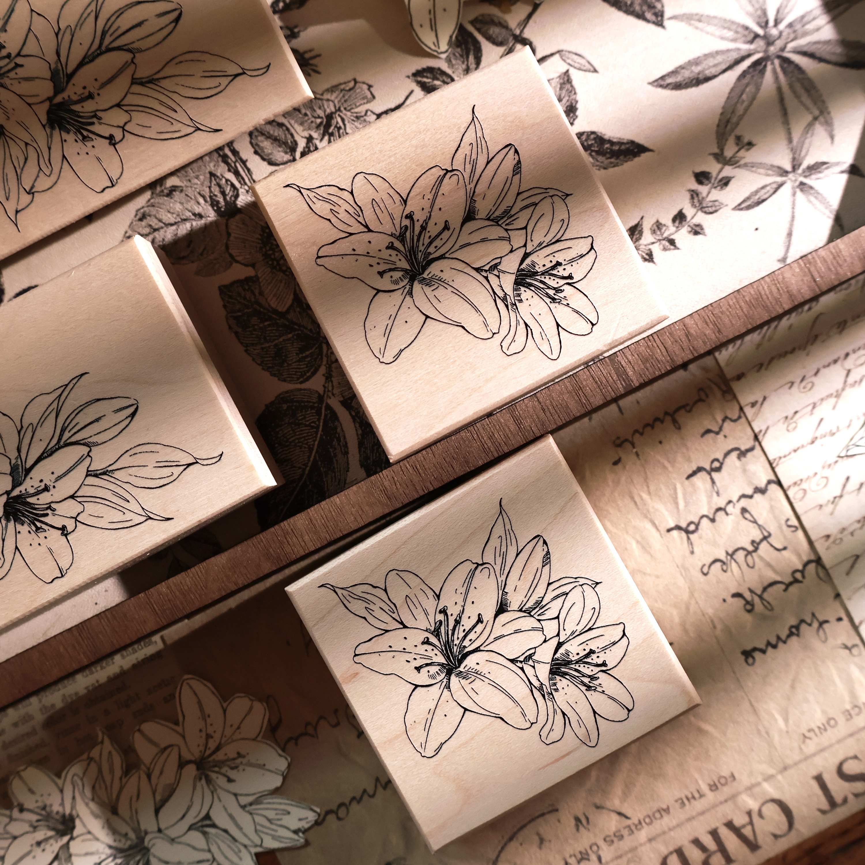 YIER Studio lily flower Woodstamp
