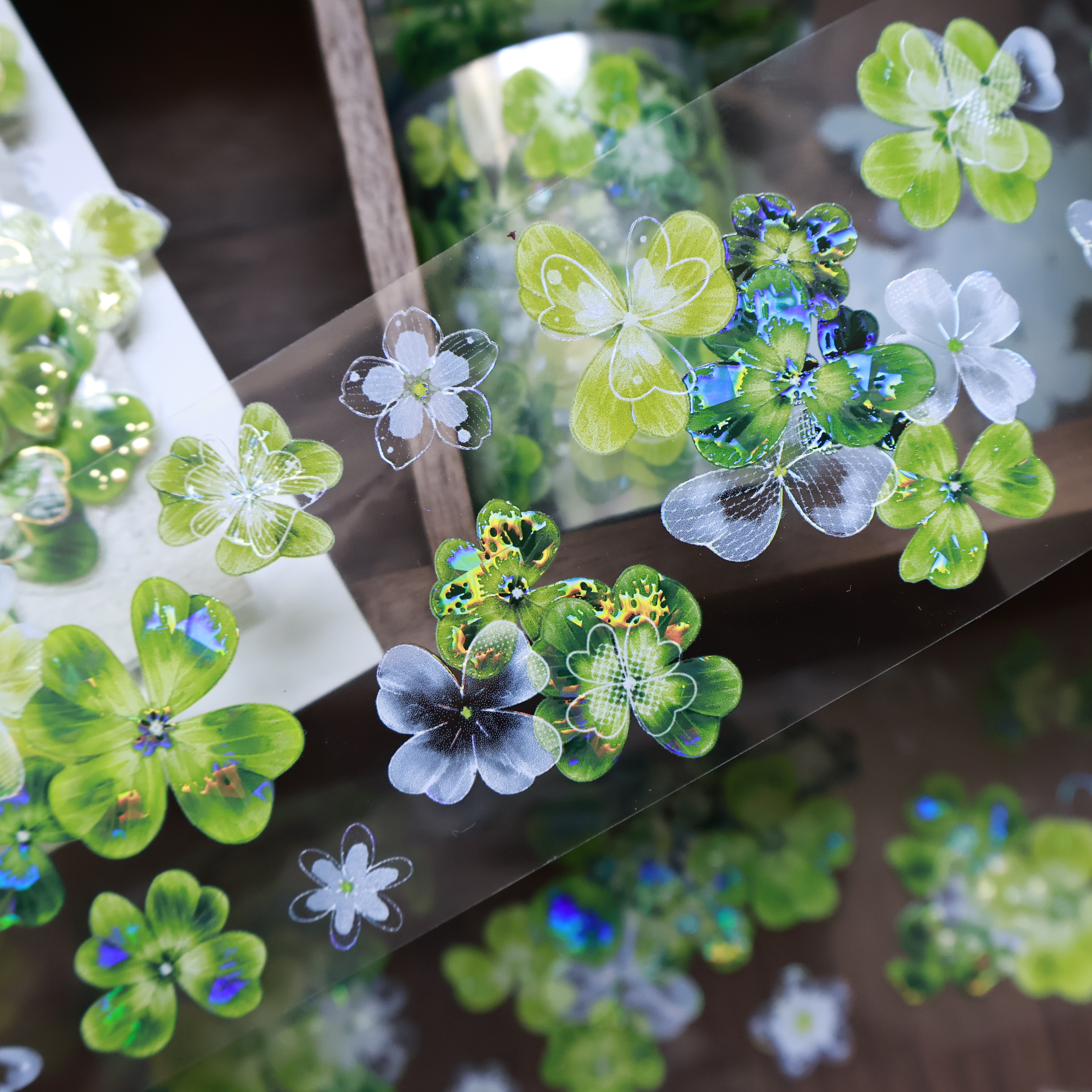 YIER Studio Summer Four-Leaf Clover PET Tape 1.97*196.85 inch