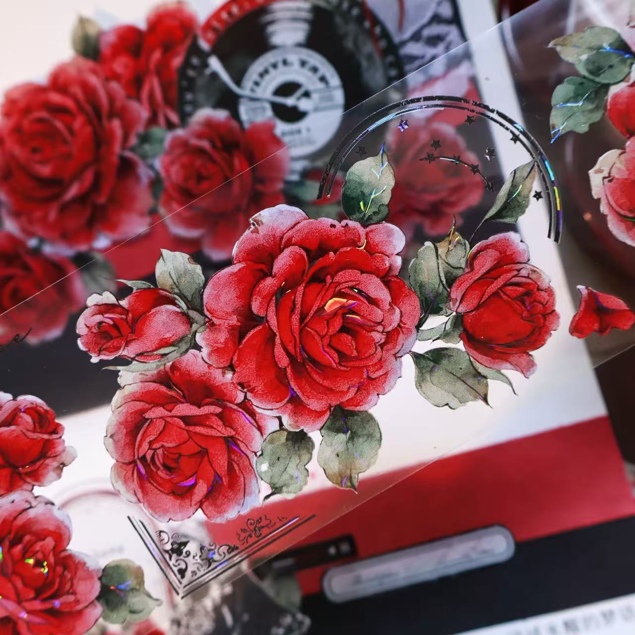 YIER Studio  Red Roses Washi PET Tape 2.36*236.22 inch