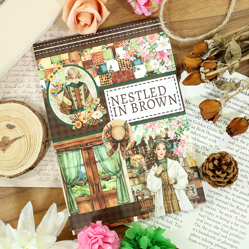 20Sheet/Pack NESTLED IN BROWN Elements PET Washi Sticker Book