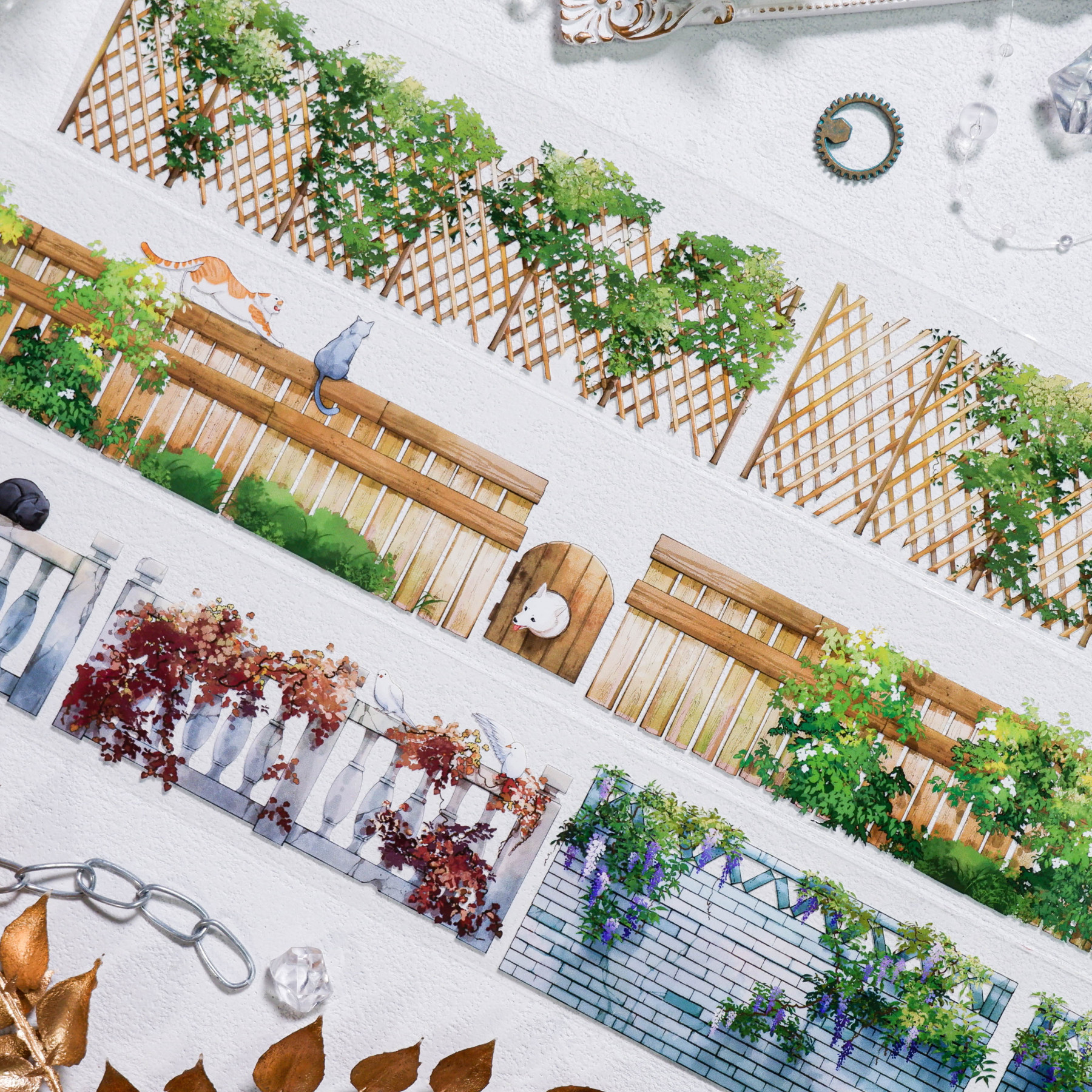 Daxiangjun Studio Ancient Style Fence Garden PET Tape 1.97*196.85 inch