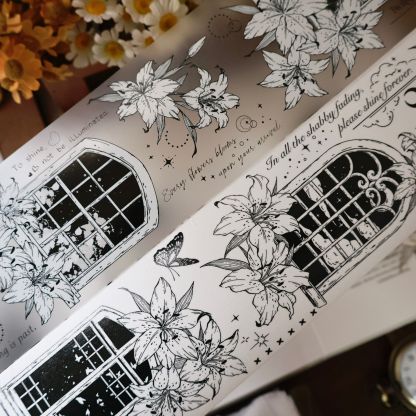 YIER Studio Lily Flower Window Washi PET Tape 2.36*196.85 inch