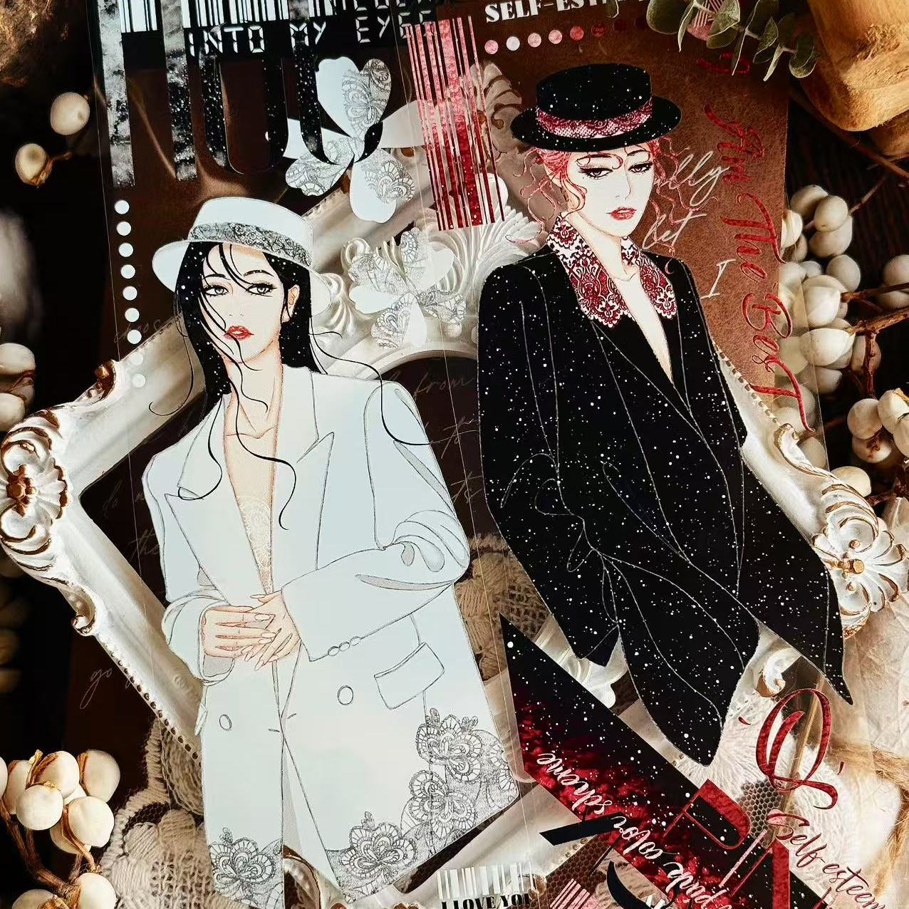 LinLanXi Studio Retro Elegant Suit Girl PET Tape 2.36*196.85 inch