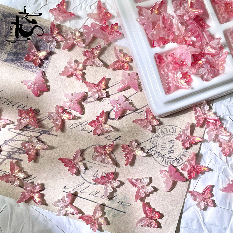 20 Pieces 12x14mm 3D Glass Butterfly Journaling Deco