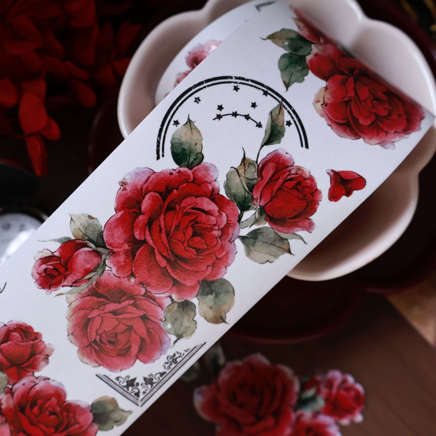 YIER Studio  Red Roses Washi PET Tape 2.36*236.22 inch
