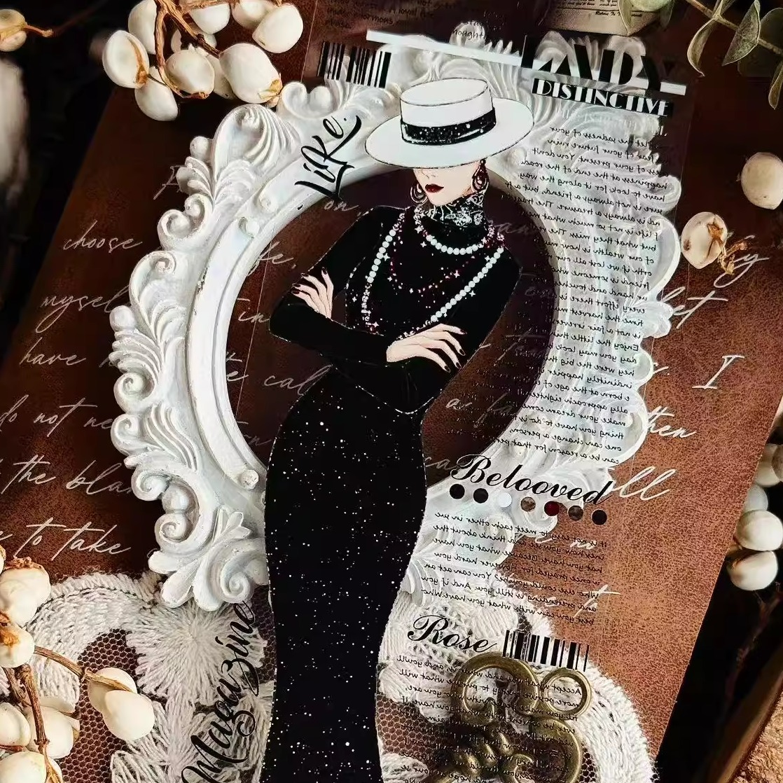 LinLanXi Studio Retro Elegant Suit Girl PET Tape 2.36*196.85 inch