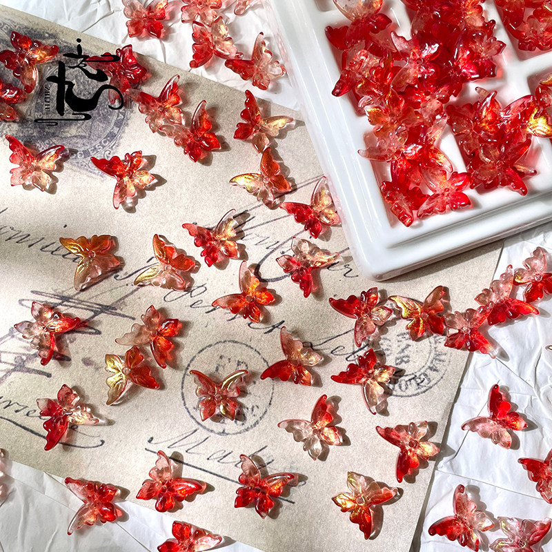 20 Pieces 12x14mm 3D Glass Butterfly Journaling Deco