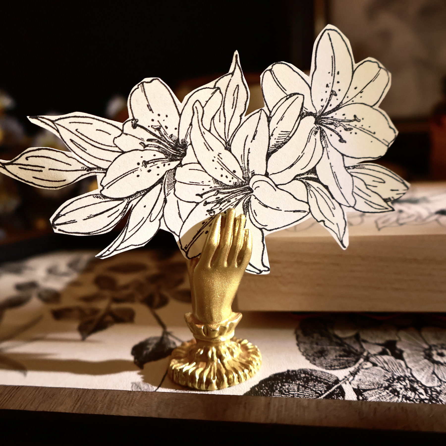 YIER Studio lily flower Woodstamp