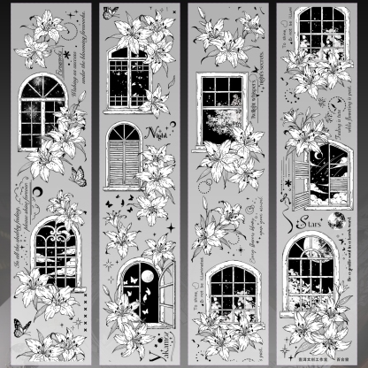 YIER Studio Lily Flower Window Washi PET Tape 2.36*196.85 inch