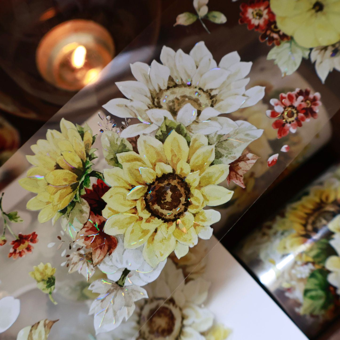 YIER Studio Sunflower flower Washi PET Tape 2.17*196.85 inch