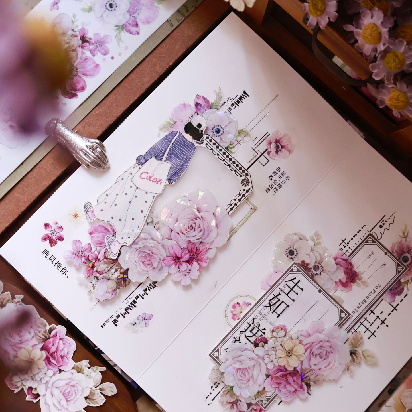 YIER Studio Purple Rose Washi PET Tape 2.17*196.85 inch