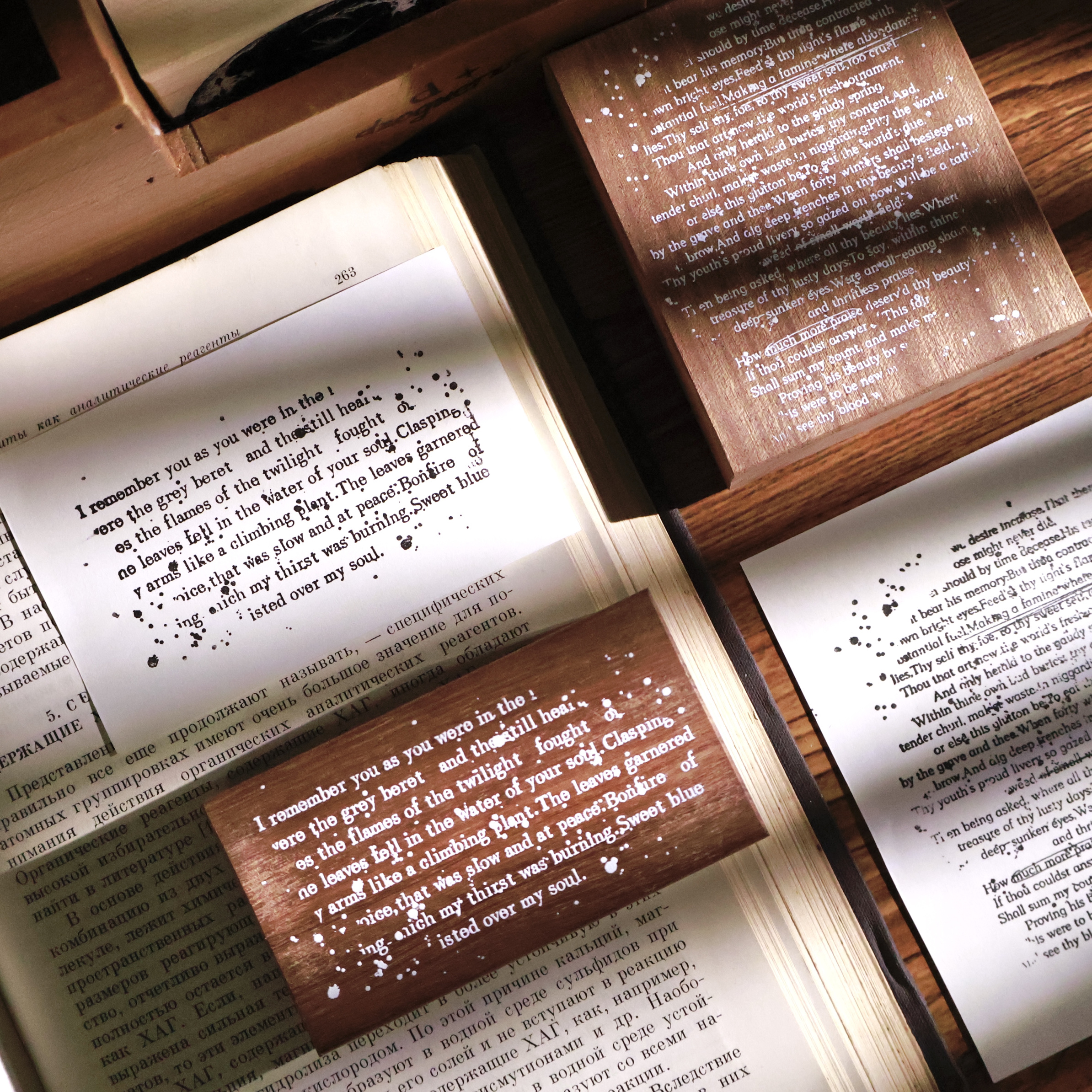 YIER Studio English Text Background Wood Stamp