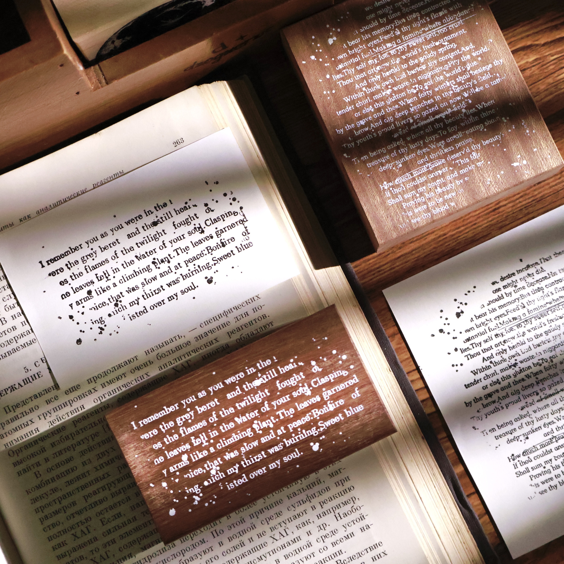 YIER Studio English Text Background Wood Stamp