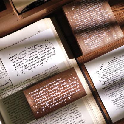 YIER Studio English Text Background Wood Stamp