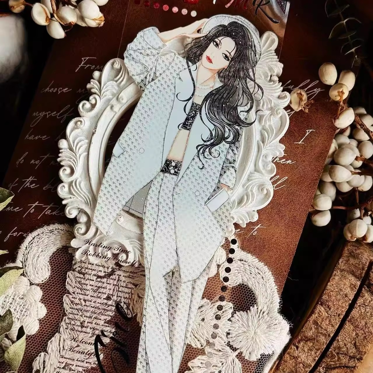 LinLanXi Studio Retro Elegant Suit Girl PET Tape 2.36*196.85 inch