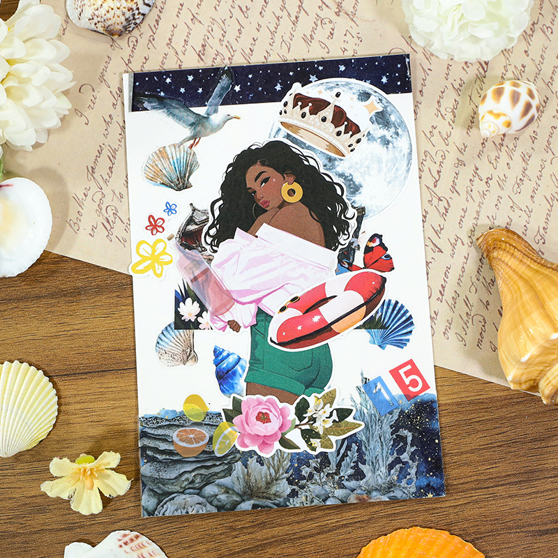 20Sheet/Pack Pre-cut Fashion Character Elements PET Washi Sticker Book