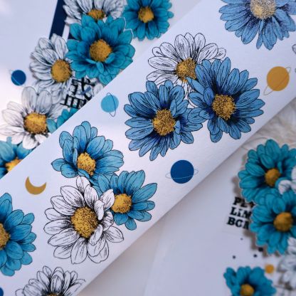 YIER Studio Blue Chrysanthemum Washi PET Tape 2.17 inch * 236.22 inch