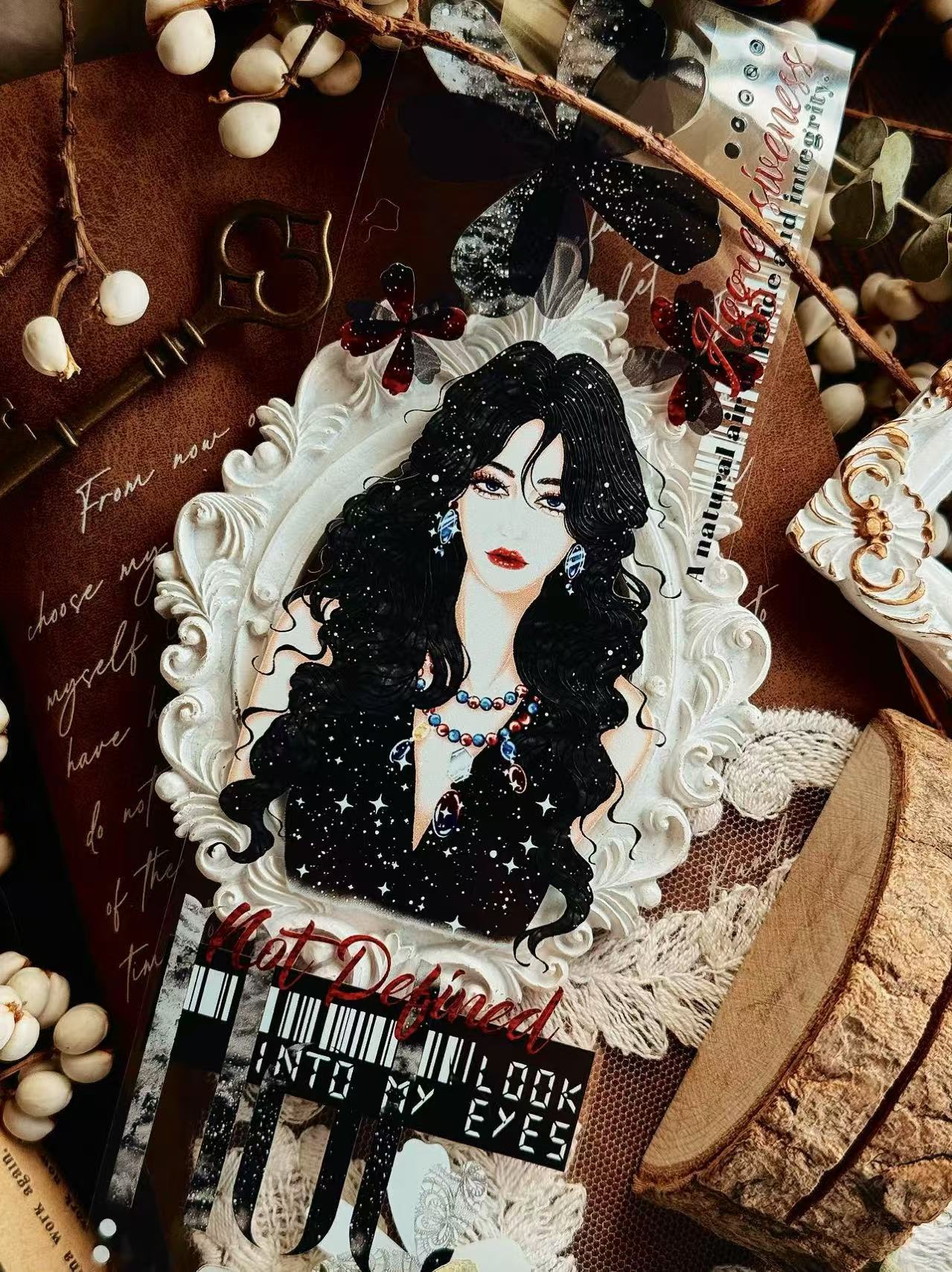 LinLanXi Studio Retro Elegant Suit Girl PET Tape 2.36*196.85 inch