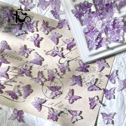 20 Pieces 12x14mm 3D Glass Butterfly Journaling Deco