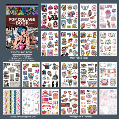 20Sheet/Pack Pop Art PET Washi Sticker Book