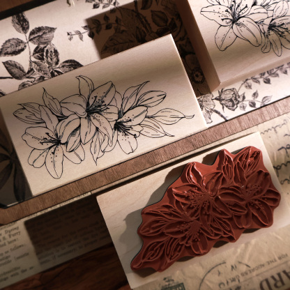 YIER Studio lily flower Woodstamp