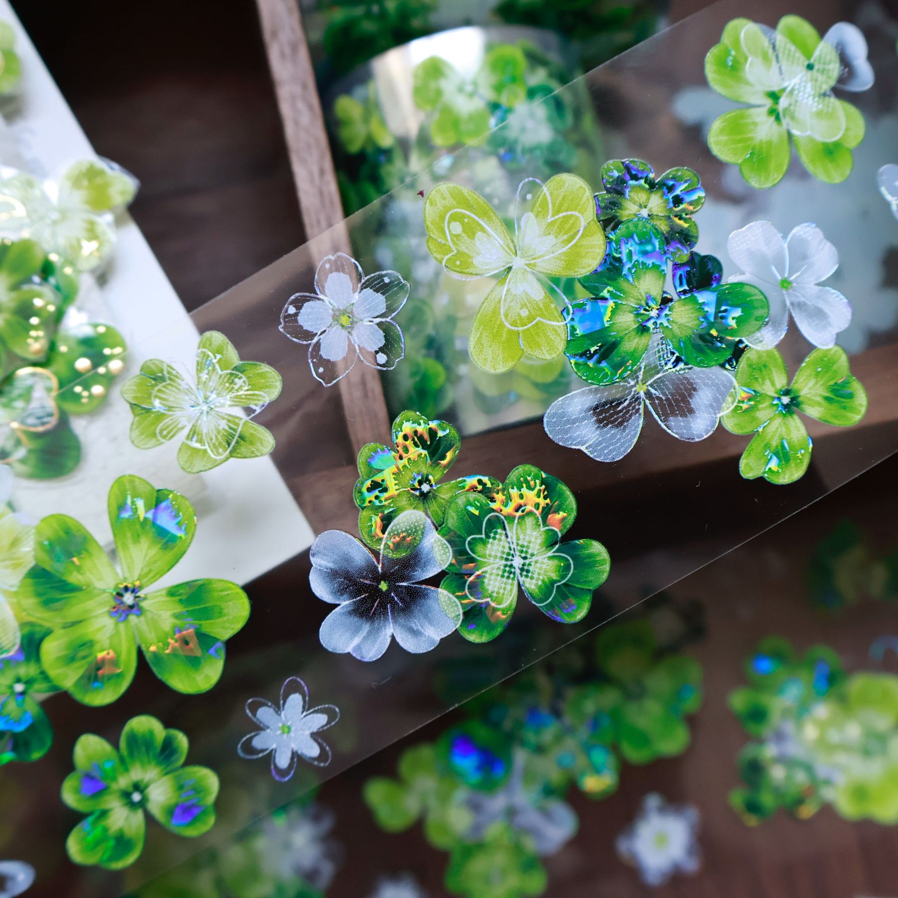 YIER Studio Summer Four-Leaf Clover PET Tape 1.97*196.85 inch