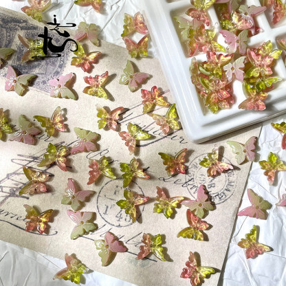 20 Pieces 12x14mm 3D Glass Butterfly Journaling Deco