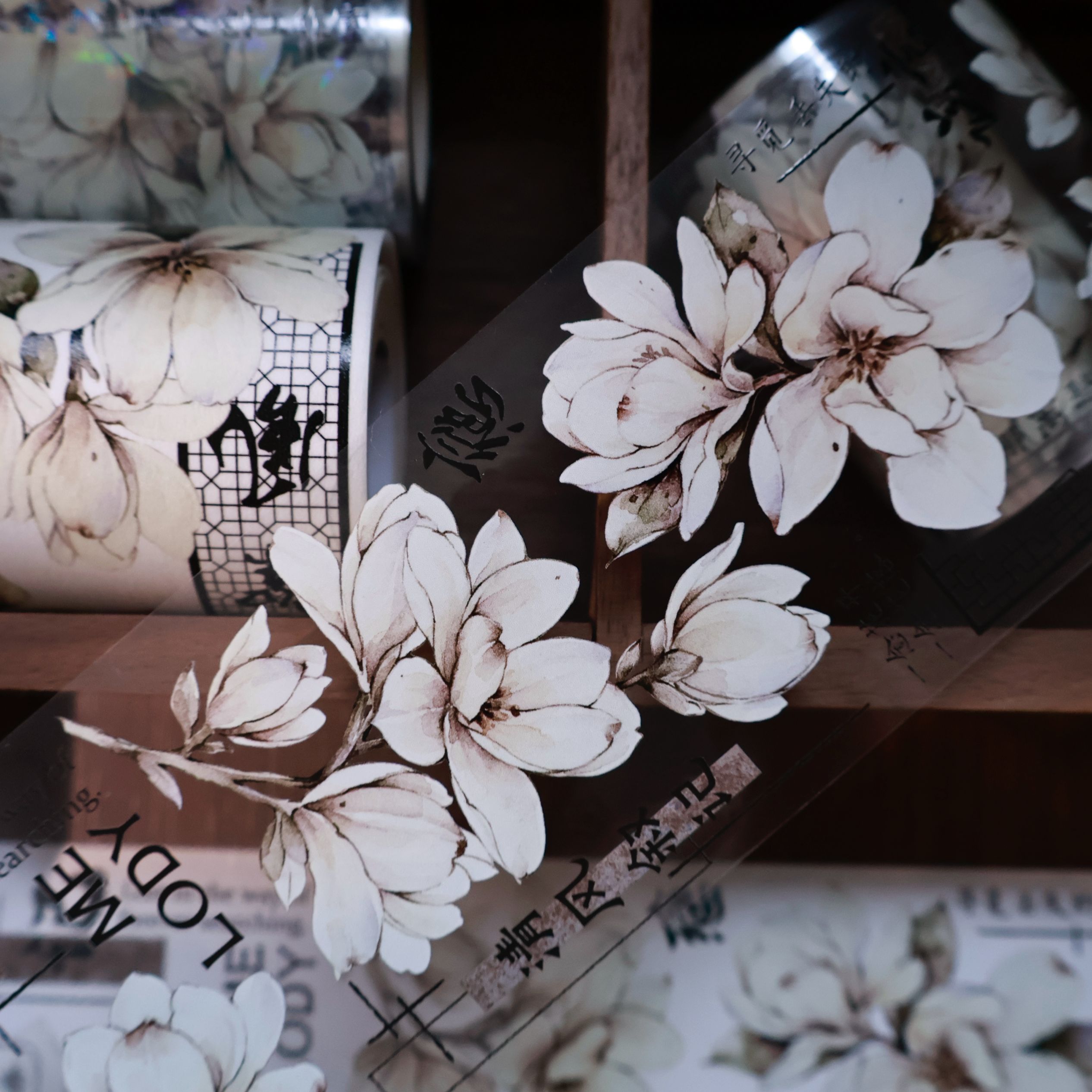 YIER Studio White Magnolia Washi PET Tape 2.36*236.22 inch