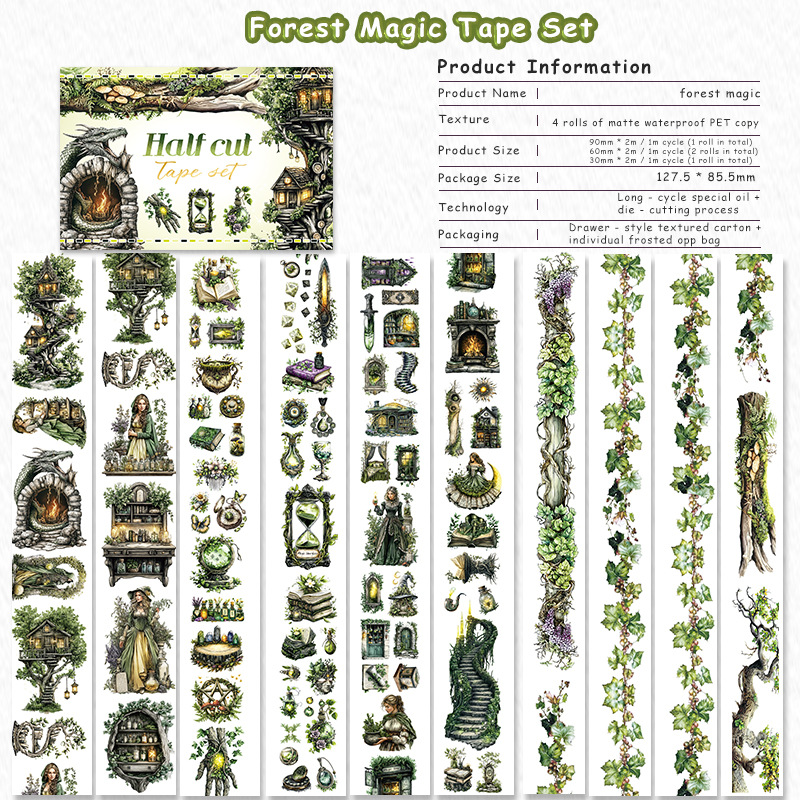 4-roll/set Autumn Magical Fairy-Tale Garden PET tape set Multiple Designs